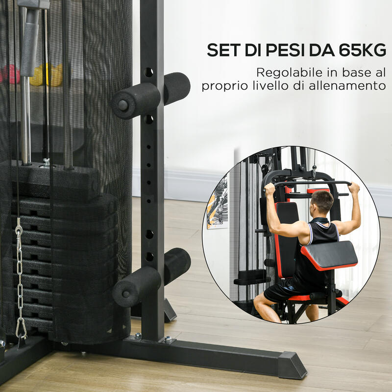 SPORTNOW Stație de Fitness Multifuncțională din Oțel Și Pu Negru