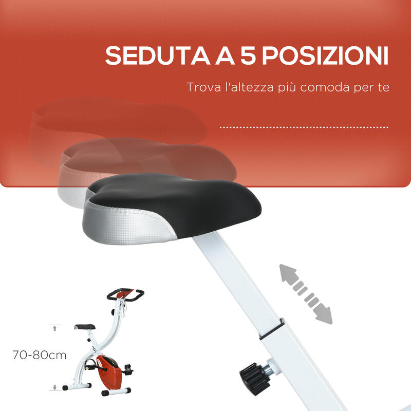 SPORTNOW Bicicleta de Exerciții Magnetică Pliabilă 8 Resistance din Oțel Roșu