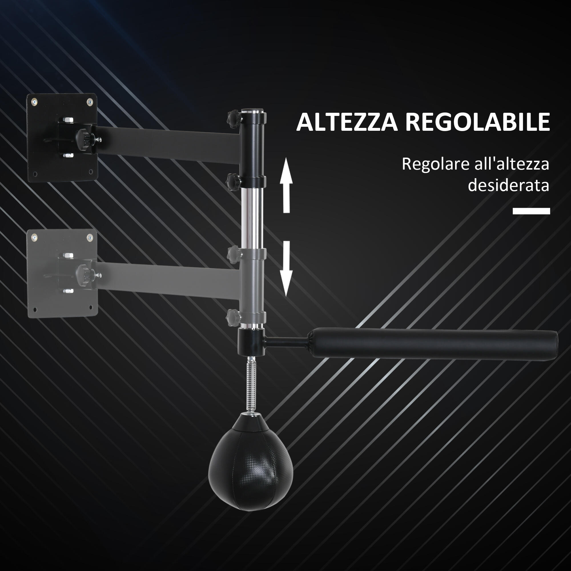 HOMCOM Speed Bag a Parete per Boxe e MMA ad Altezza Regolabile in Acciaio e PU 6/7