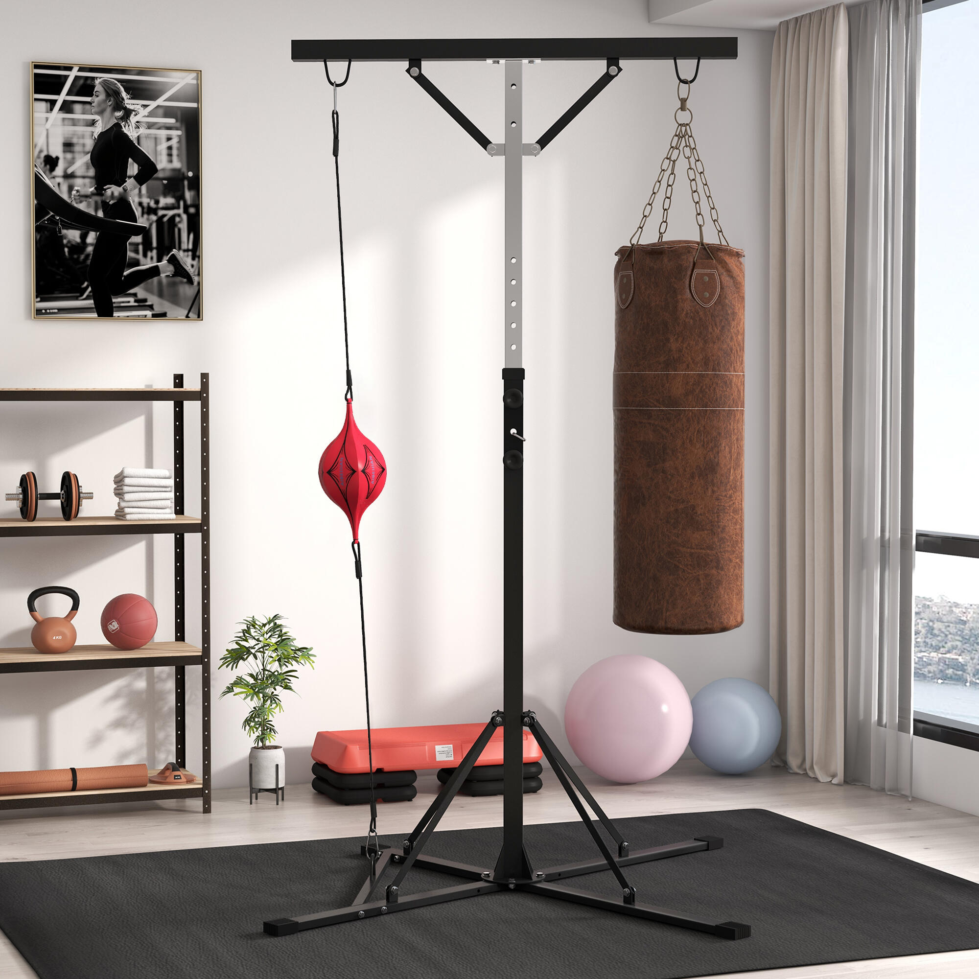 support sac de frappe - boxe - réglable, métal - noir 3/6