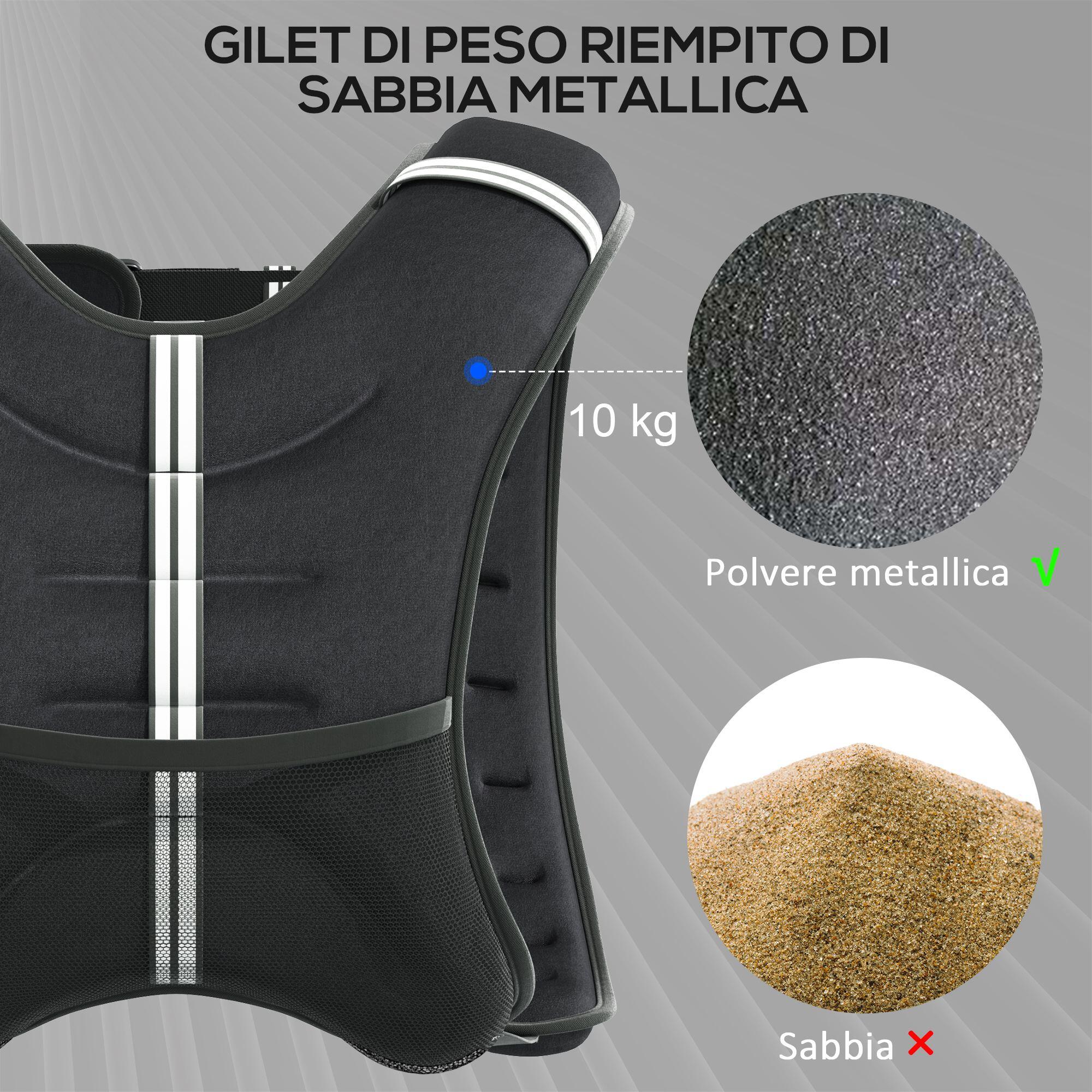 HOMCOM Giubbotto Zavorrato 8kg Traspirante con Tasca Portaoggetti Nero 5/7