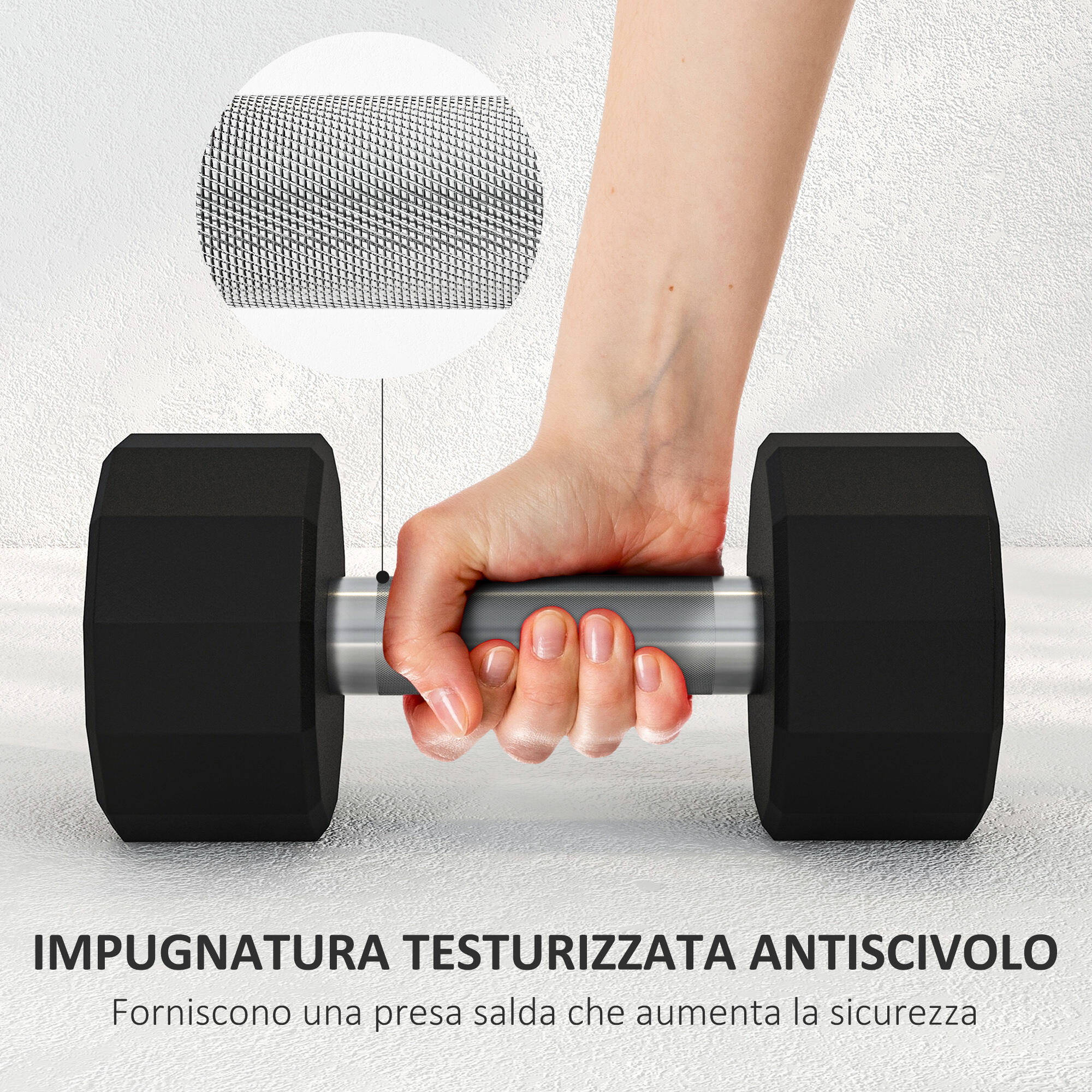 SPORTNOW Set 2 Manubri a 12 Lati da 8 kg 26x12x12 cm Nero 6/7