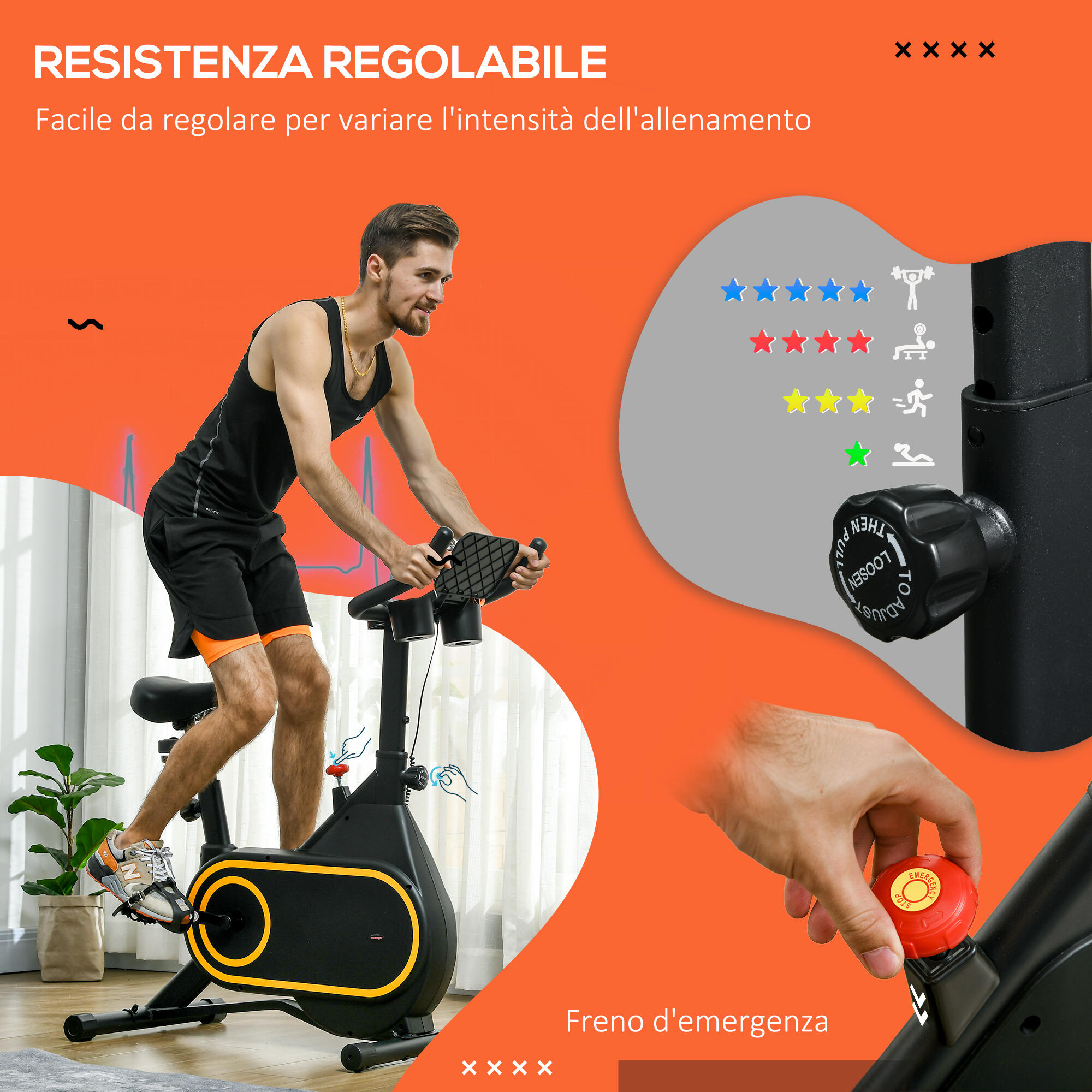 SPORTNOW Cyclette Magnetica Manubrio e Sellino Regolabili 4/8