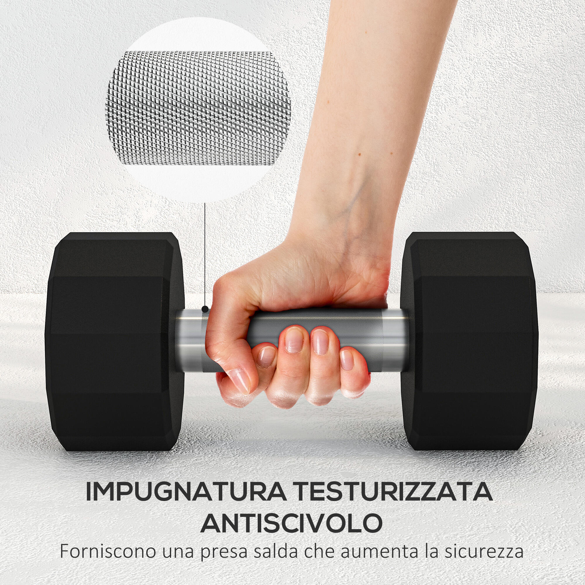 SPORTNOW Set 2 Manubri a 12 Lati da 10 kg 26x13x13 cm Nero 6/7