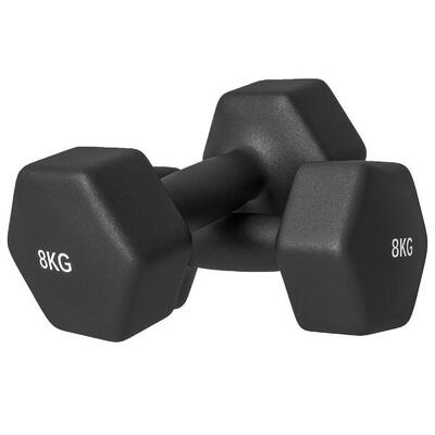 SPORTNOW Set 2 Manubri Esagonali da 8 kg 24x11x11 cm Nero