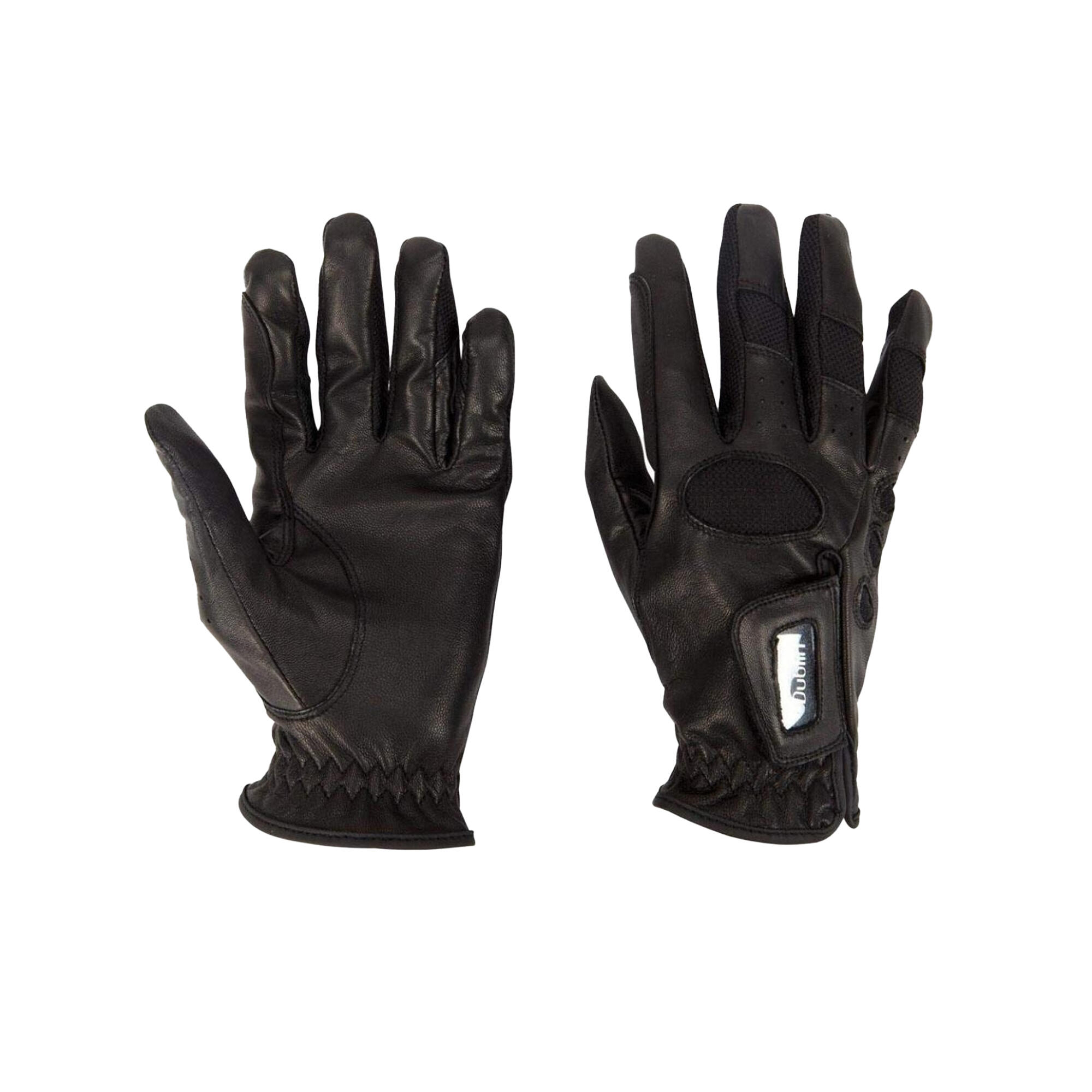 DUBLIN Unisex Leather Showjumping Riding Gloves (Black)