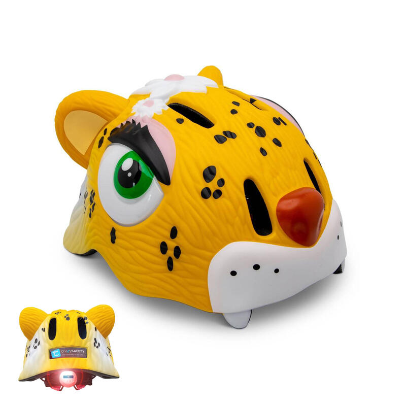 Casco da Bici per Bambini | Leopardo Giallo | Crazy Safety | Omologato  EN1078