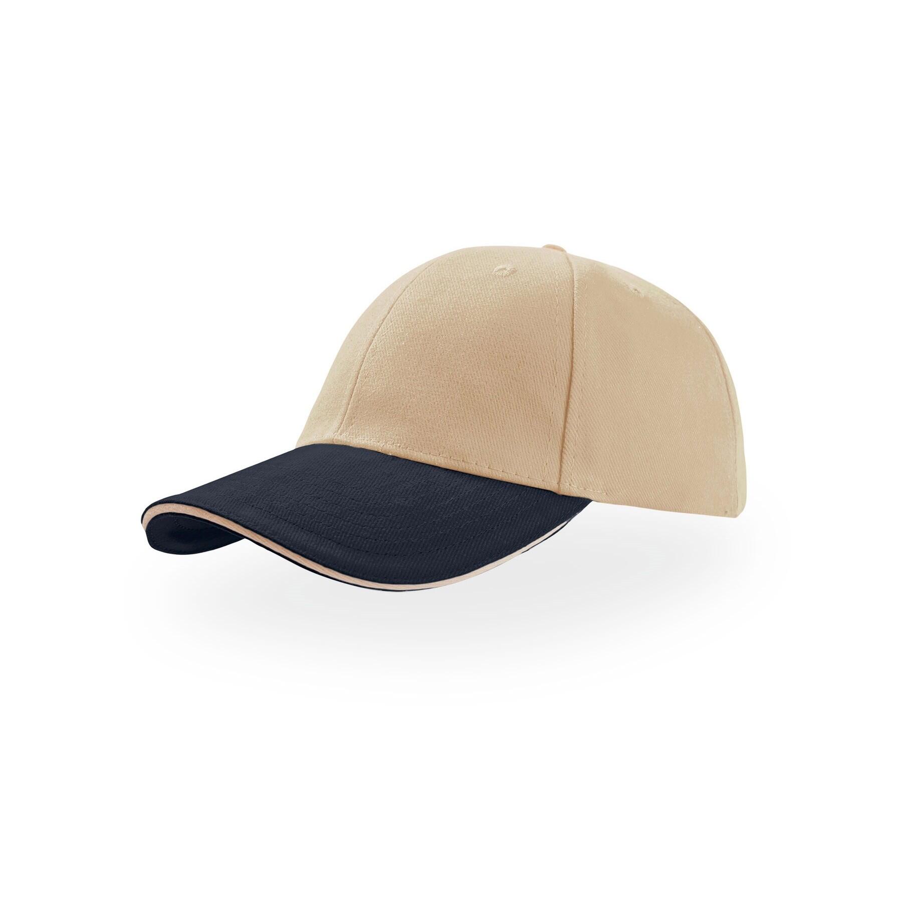 Mixed thick cotton sandwich cap (Beige / navy blue)