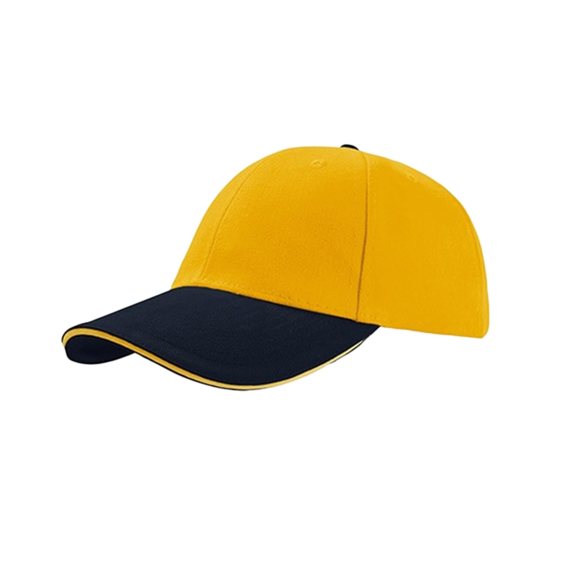 Cappello sandwich in misto cotone spesso (giallo/marino)