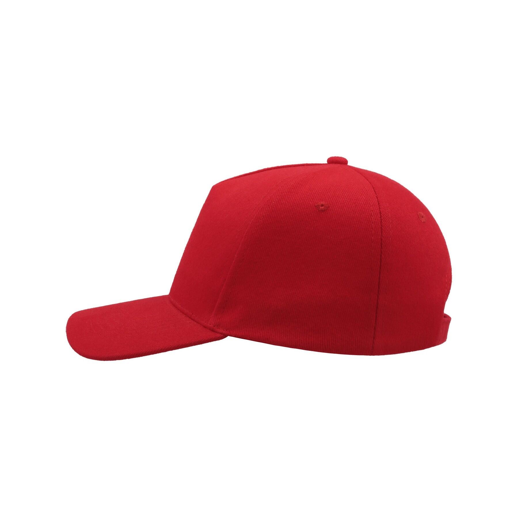 Liberty Five Buckle Heavy Brush Cotton 5 Panel Cap (Red) 3/5