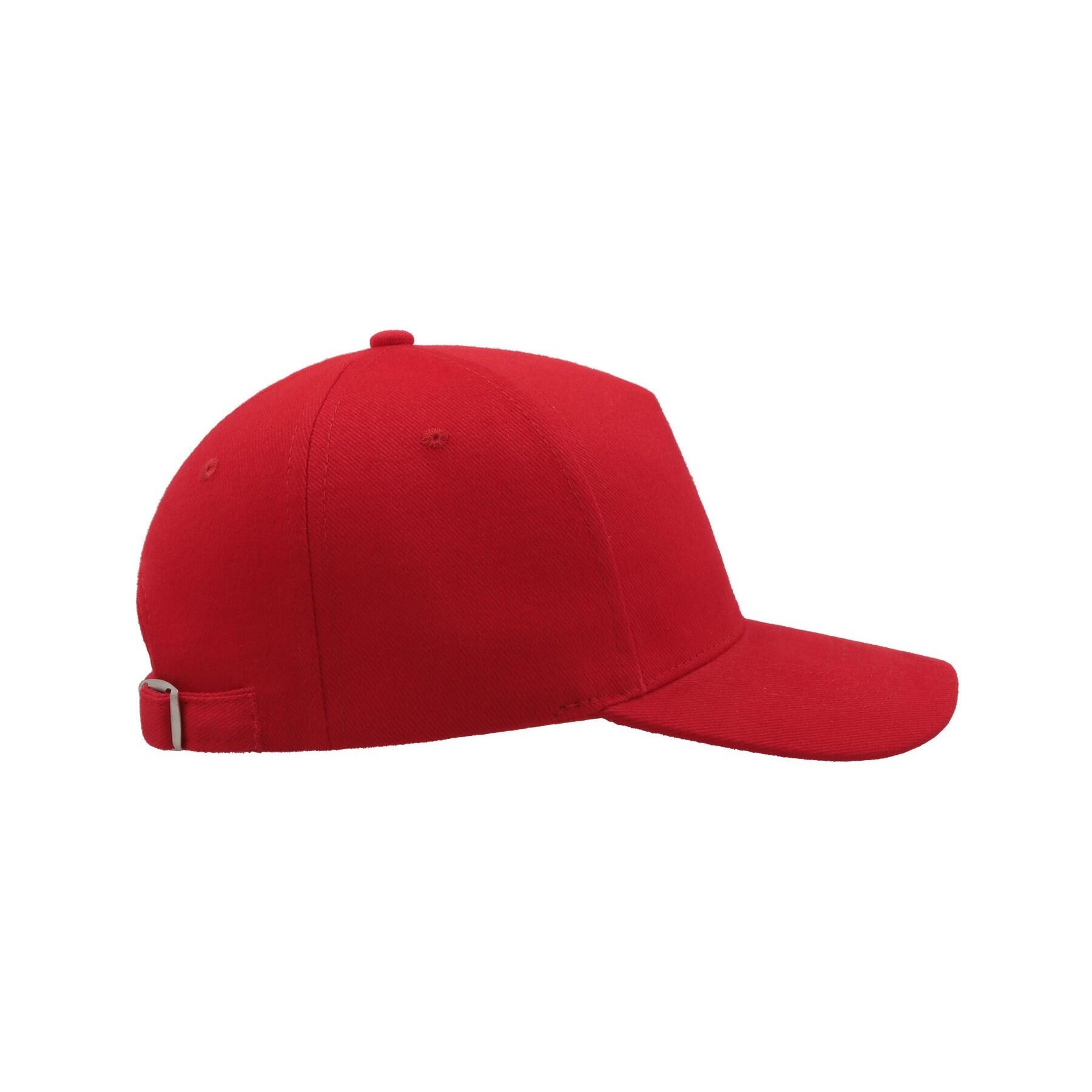 Liberty Five Buckle Heavy Brush Cotton 5 Panel Cap (Red) 4/5