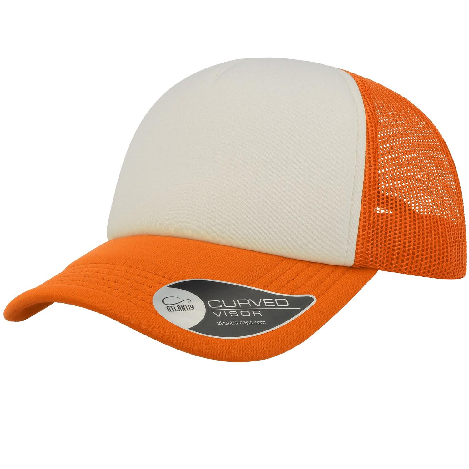 ATLANTIS Unisex Adult Rapper 5 Panel Trucker Cap (Fluorescent Orange)