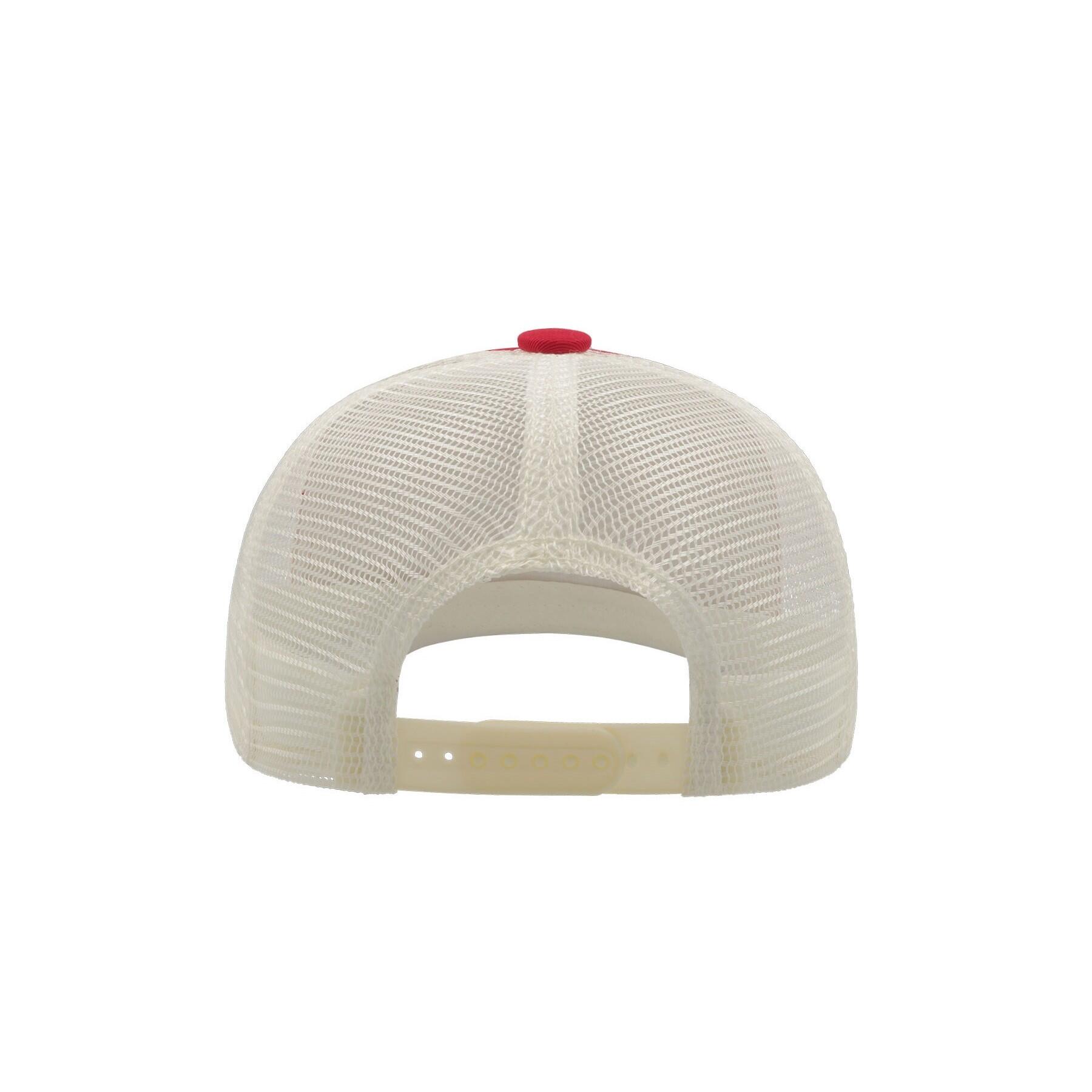 Record Mid Visor 5 Panel Trucker Cap (Red) 2/4