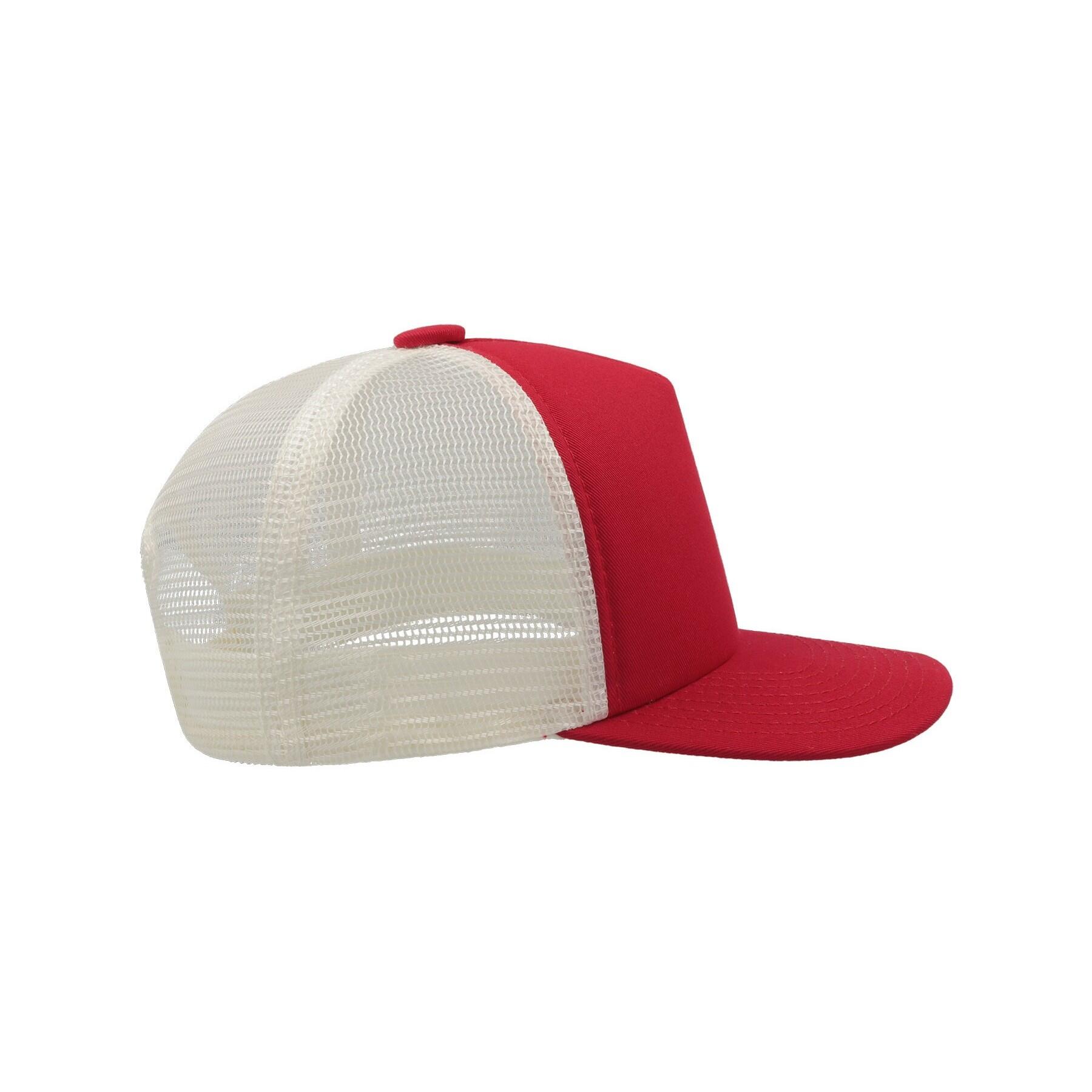 Record Mid Visor 5 Panel Trucker Cap (Red) 4/4