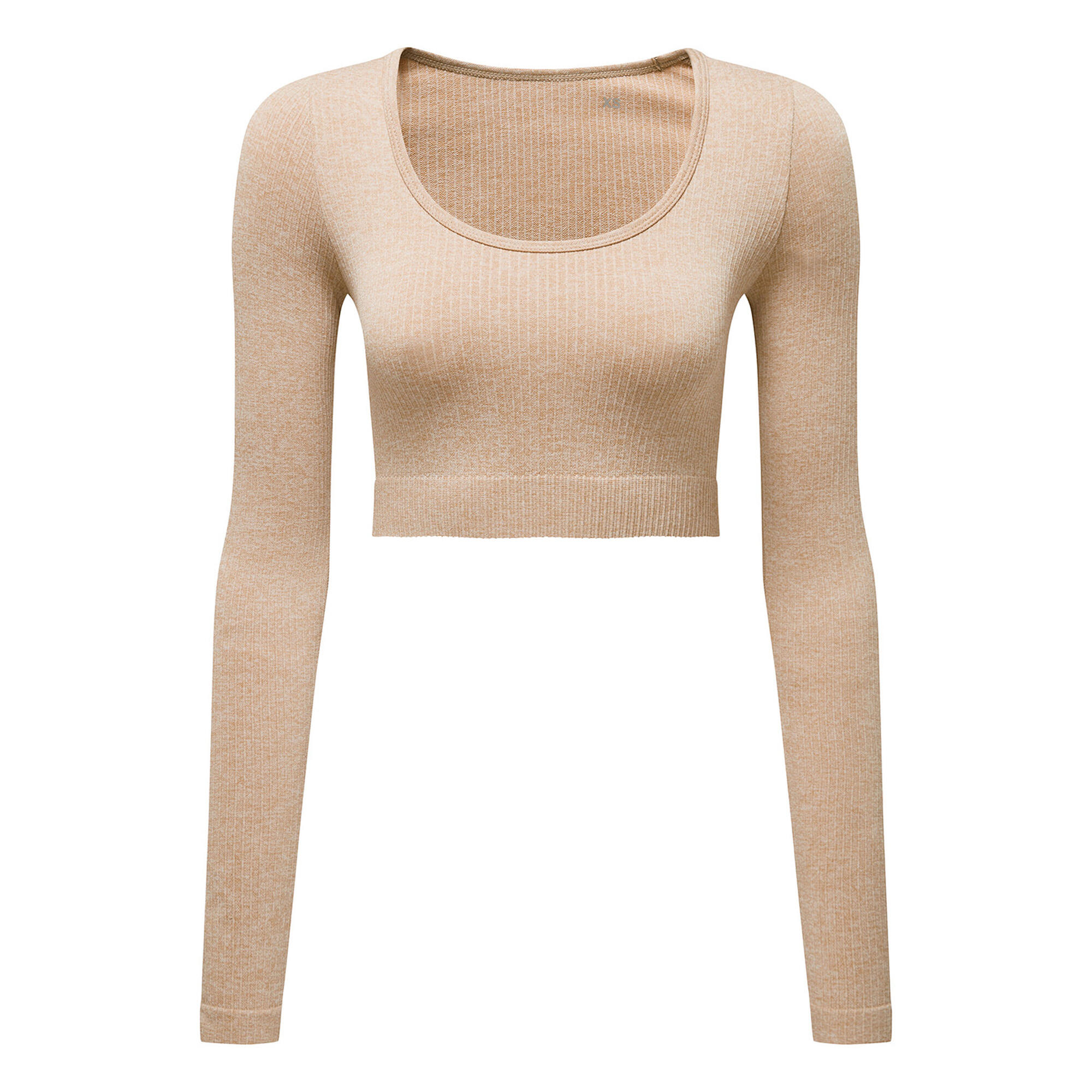 TRIDRI Womens/Ladies Ribbed Seamless 3D Crop Top (Nude)