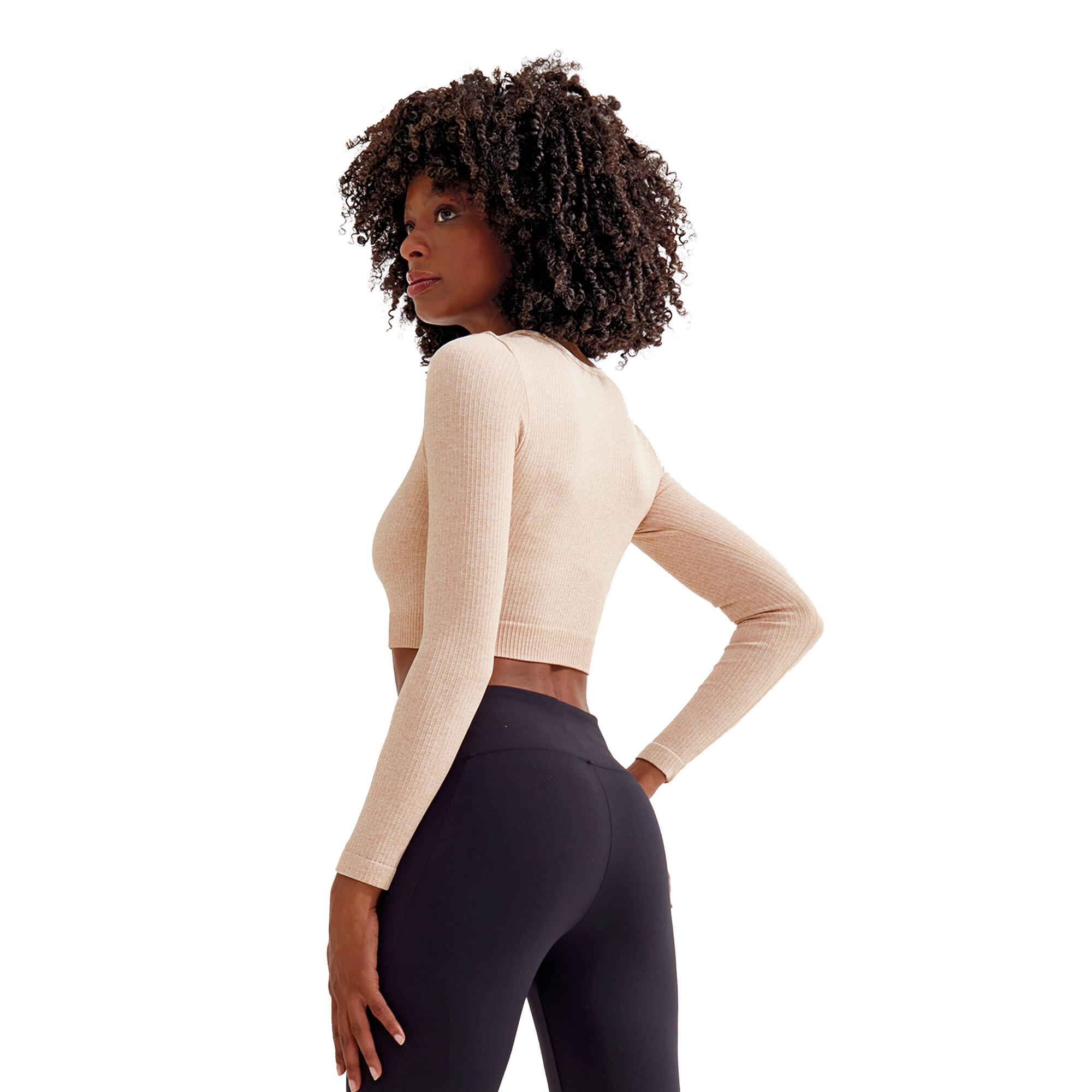 Kurzes Top Nahtlos für Damen Nude 2/3