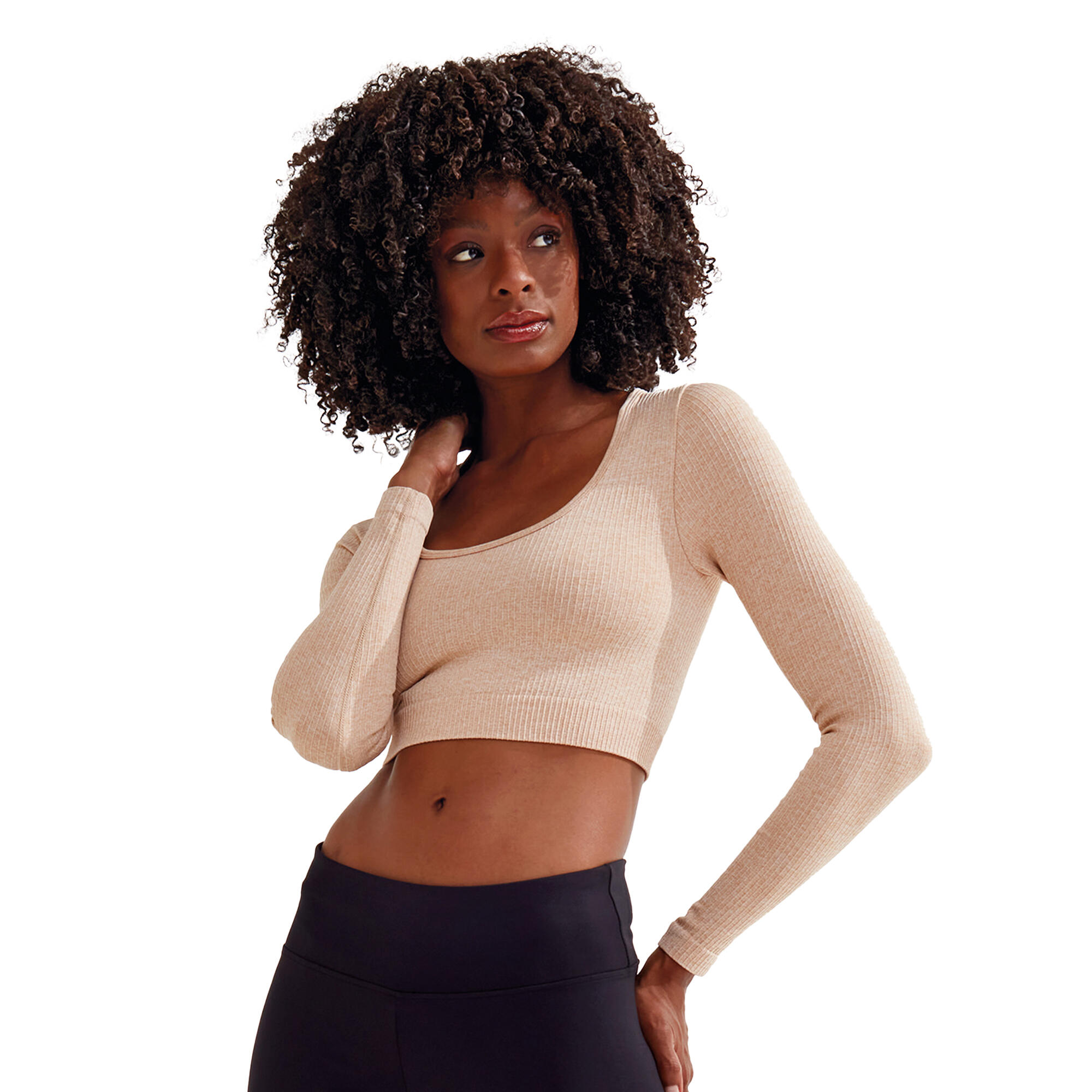 Kurzes Top Nahtlos für Damen Nude 3/3