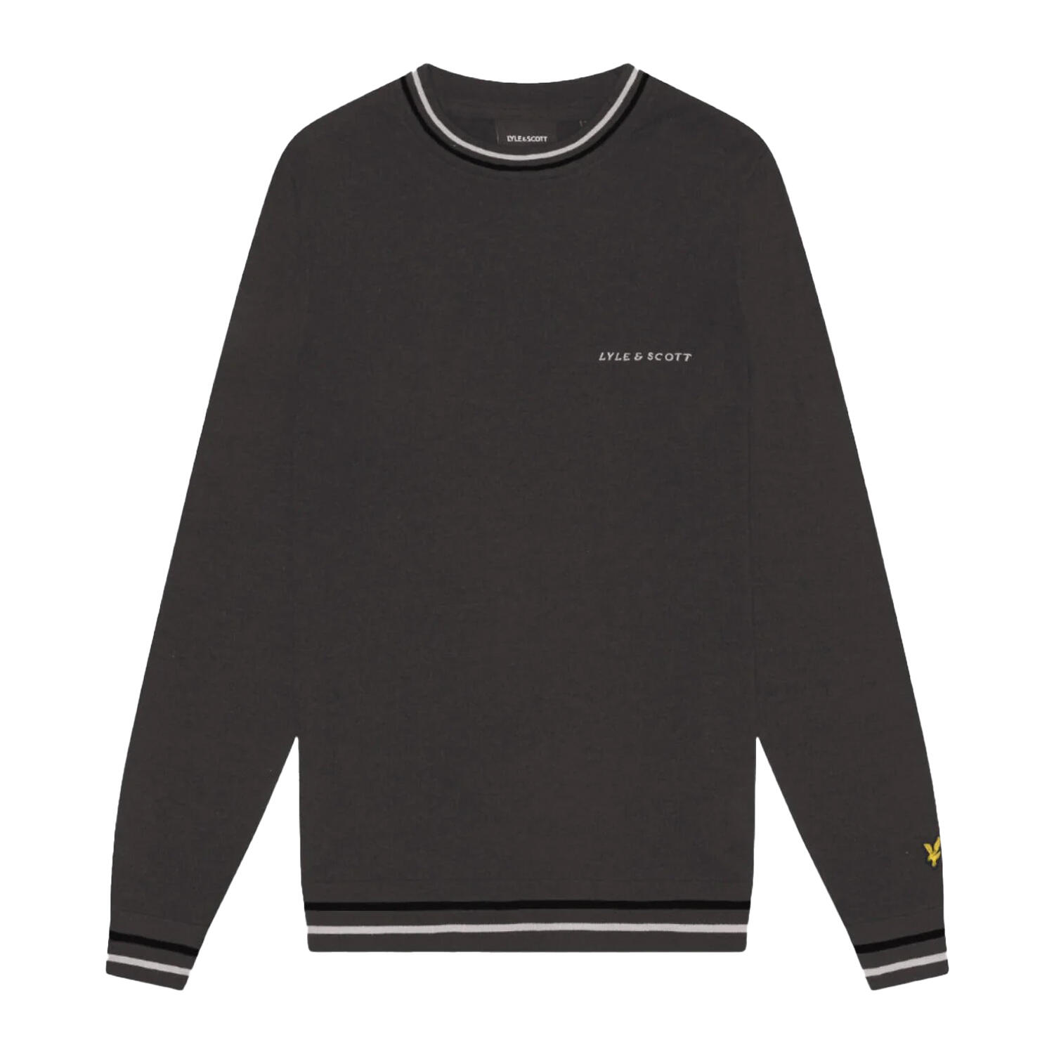 Mens Embroidered Crew Neck Jumper (Gunmetal) 1/4