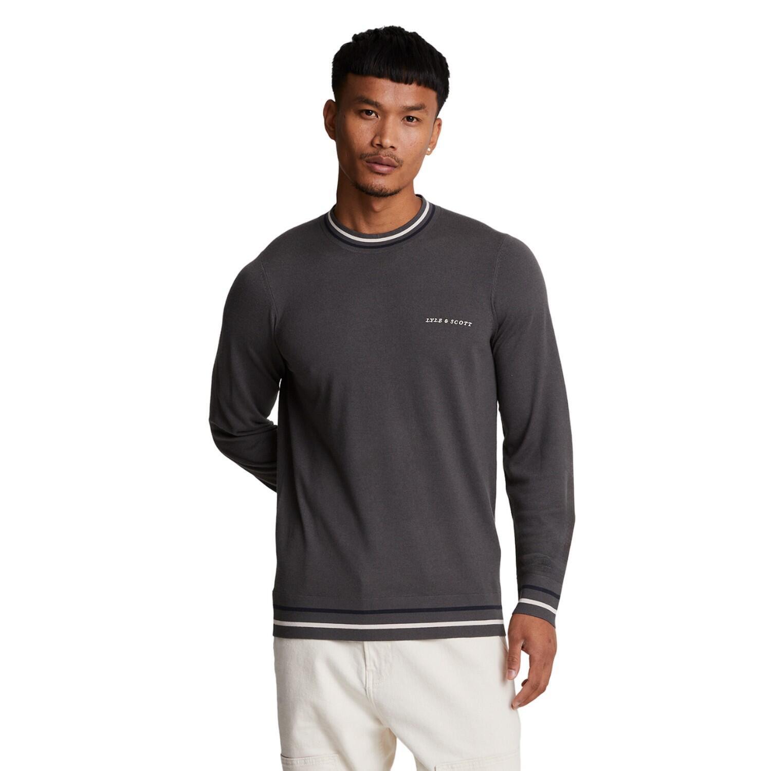 Mens Embroidered Crew Neck Jumper (Gunmetal) 3/4