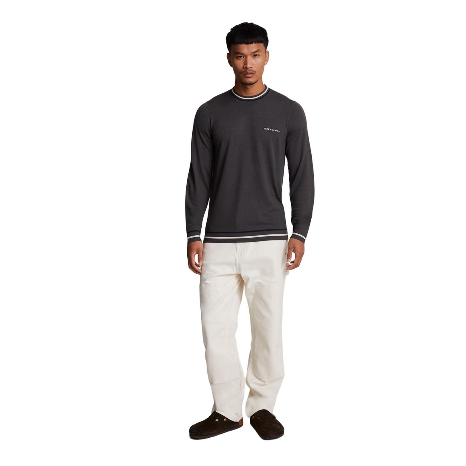 Mens Embroidered Crew Neck Jumper (Gunmetal) 4/4
