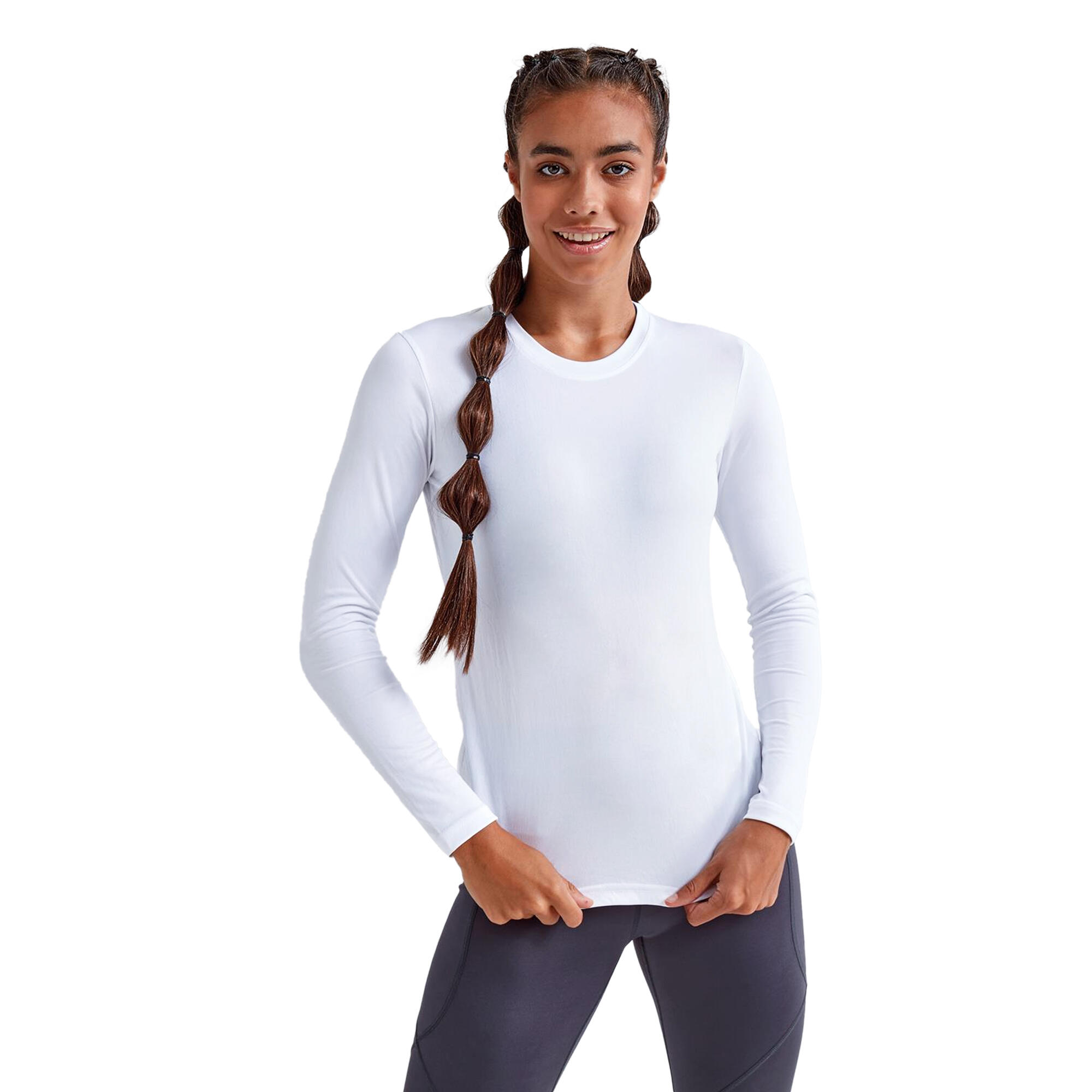 Womens/Ladies Long Sleeve Performance TShirt (White) 3/3