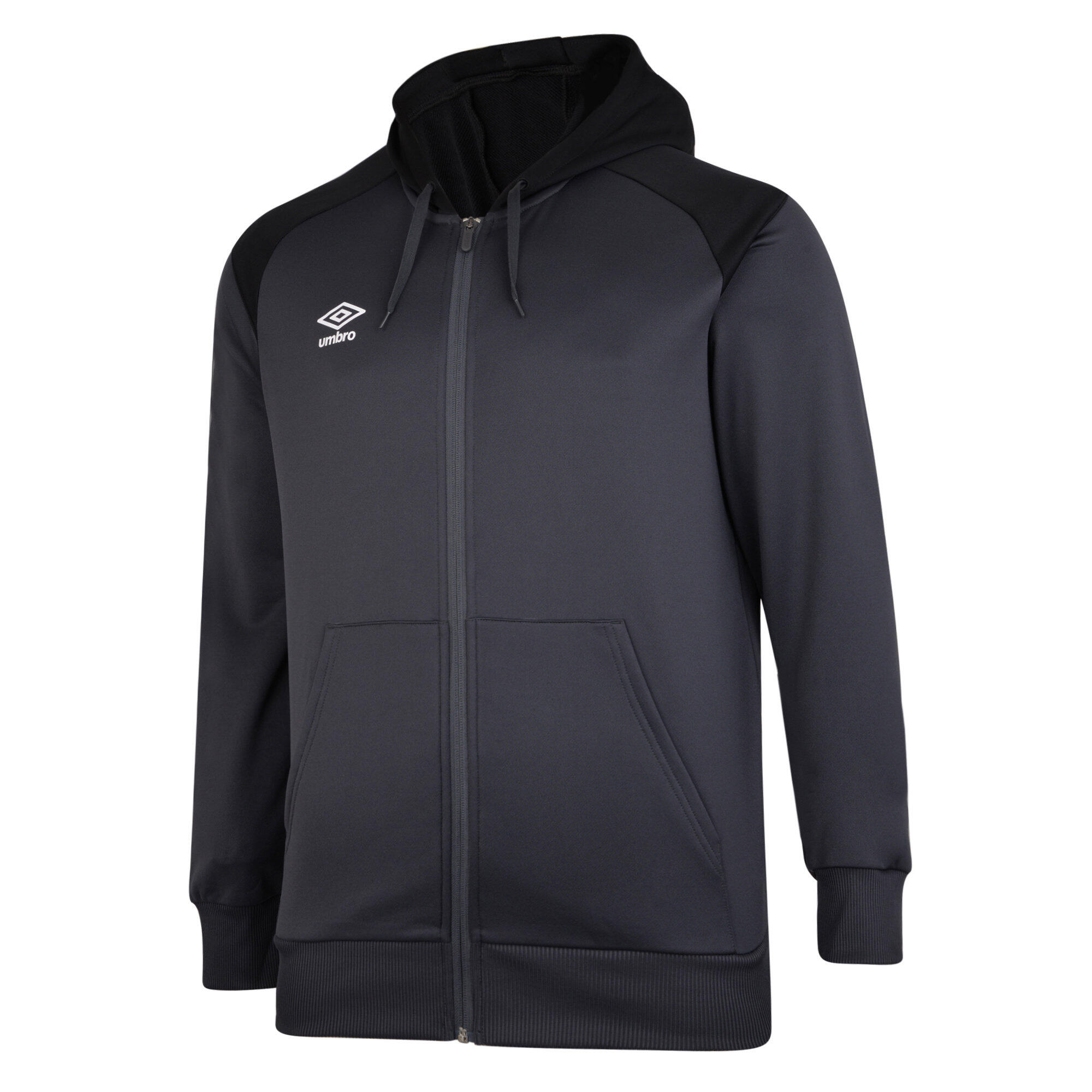 Childrens/Kids Full Zip Drawstring Hoodie (Carbon/Black) 1/3