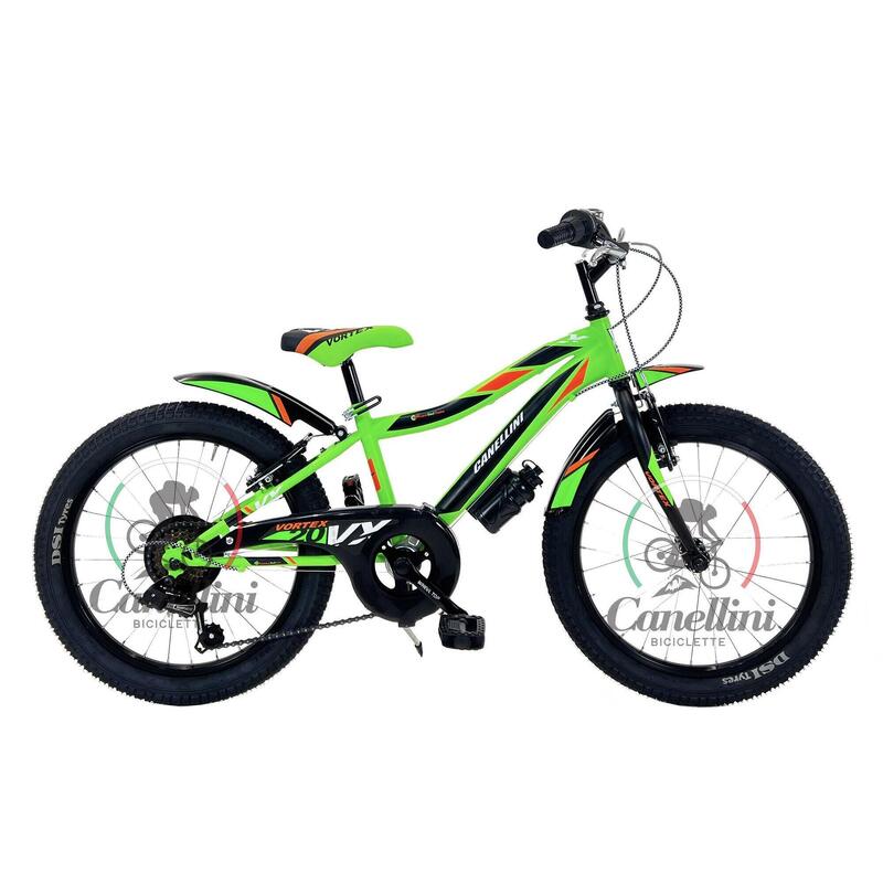 Bicicletta da bambino MTB Canellini VORTEX  20" 6V - Verde/Nero/Arancione