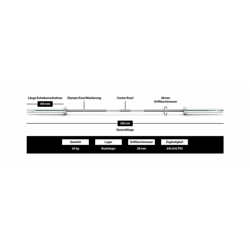 Weightlifting Bar 15/20 Kg, 50/51mm