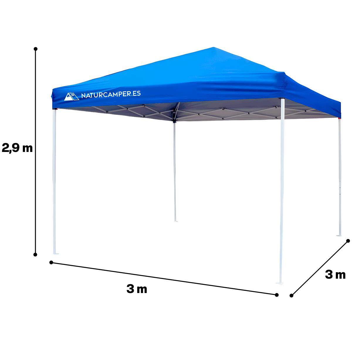 Blauw vouwtent 3x3m, Strand en camping, Met draagtas 3/7