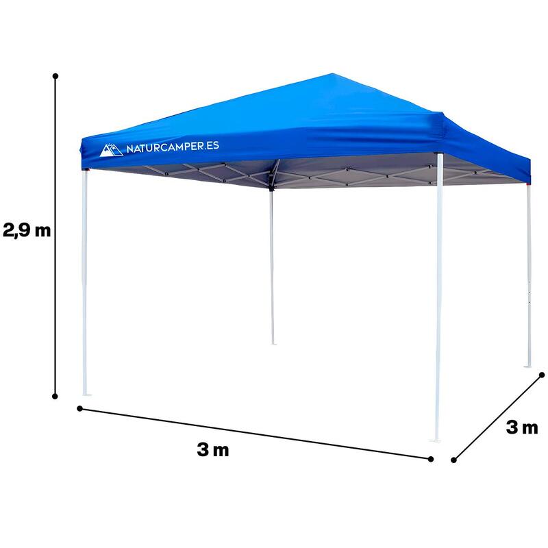 Carpa plegable 3x3m Azul para playa, camping o jardín.