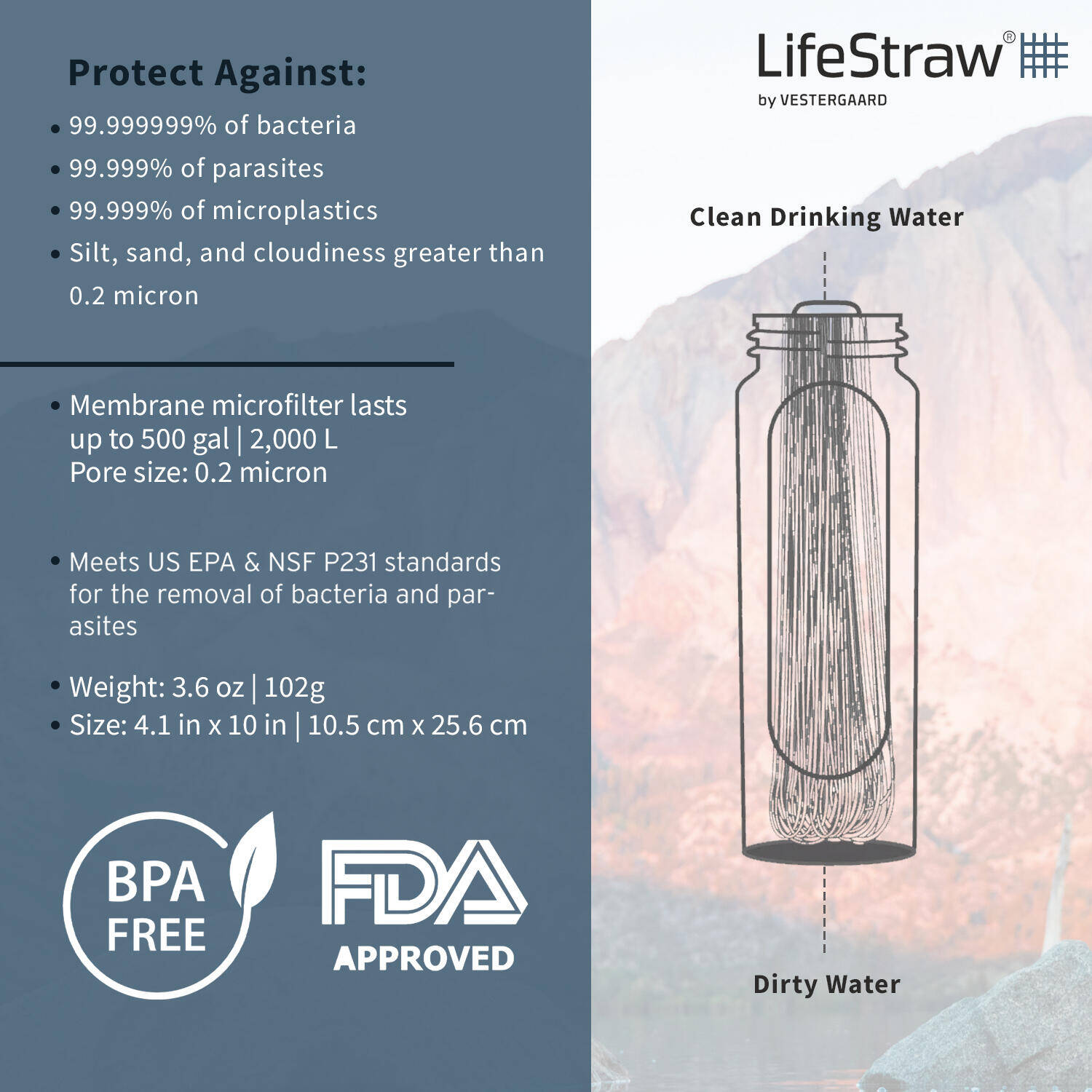 Lifestraw Peak Series - Collapsible Squeeze Bottle Water Filter System – 650ml , Dark Gray -  3