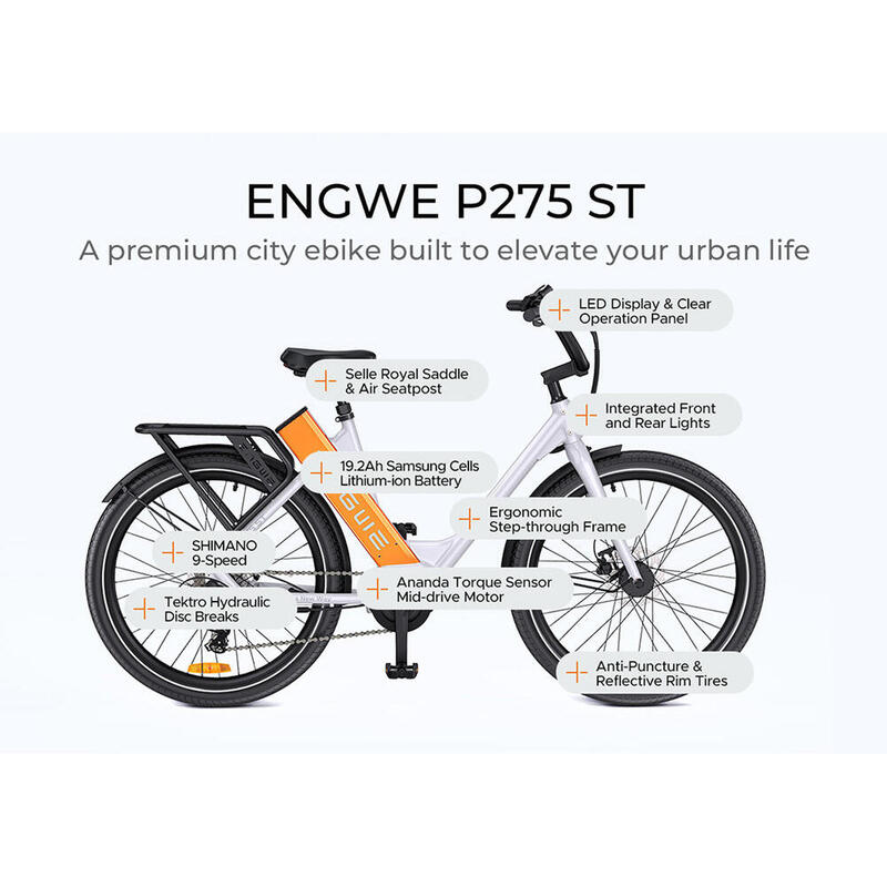 ENGWE P275 ST Elektrische fiets - Wit Oranje