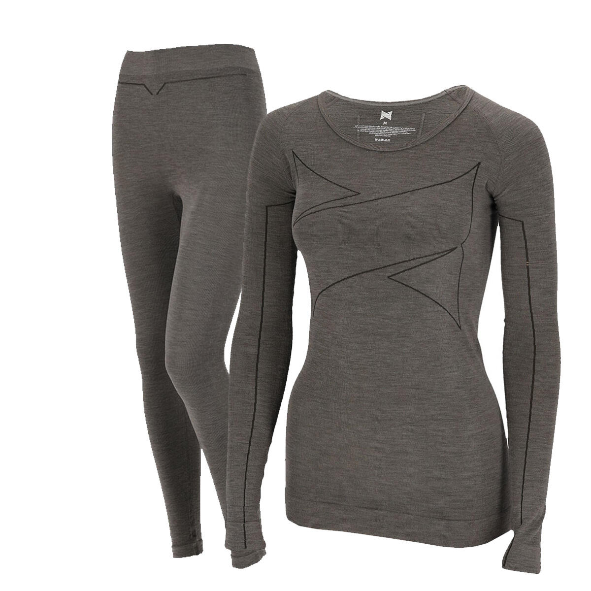 Conjunto de ropa termica Xtreme Mujer Lana Merino Camiseta Mallas Gris Decathlon