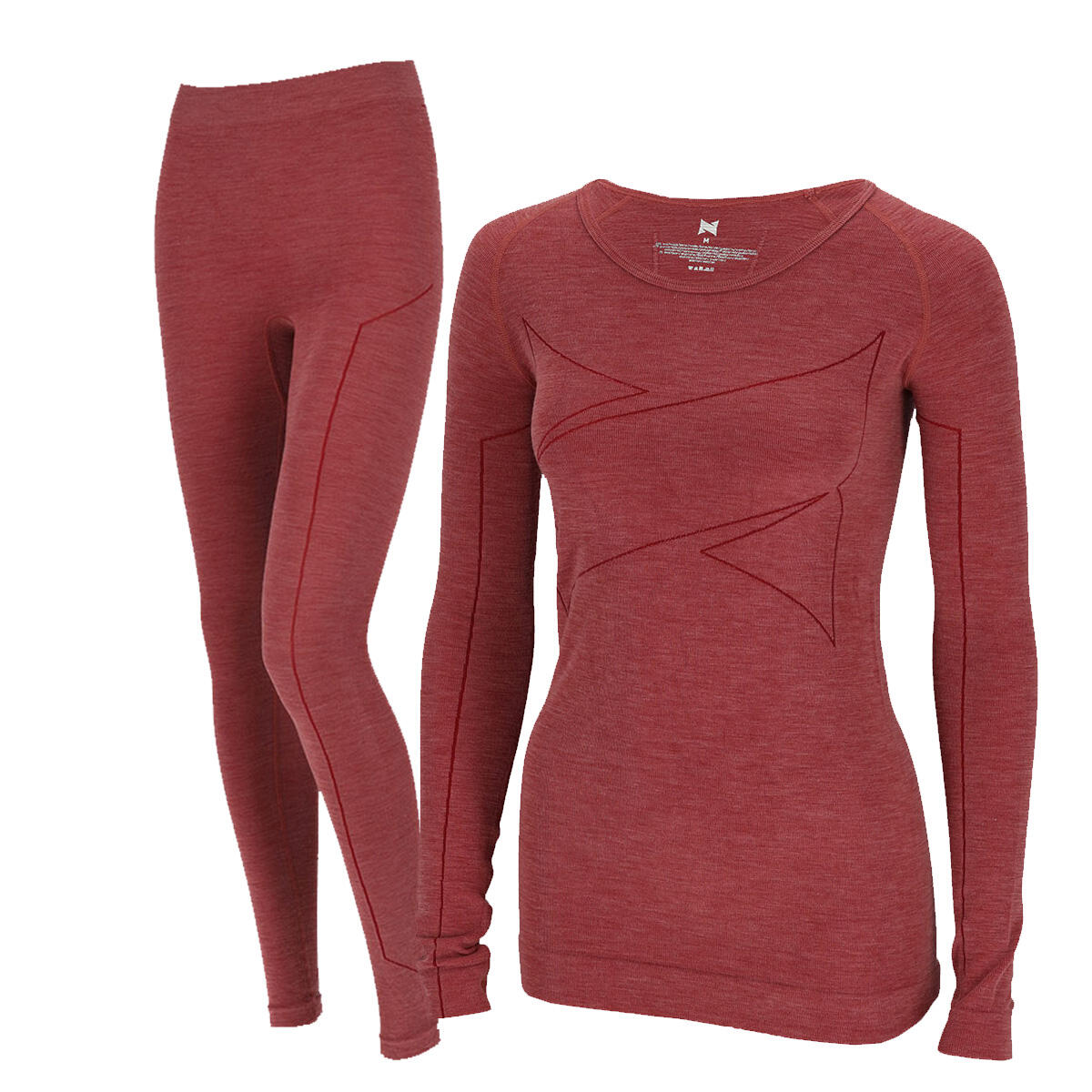 XTREME Xtreme Thermoset Dames Merino Wol - Thermoshirt + Thermolegging - Rood