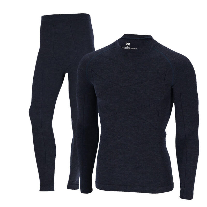 Xtreme Thermoset Heren Merino Wol - Thermoshirt + Thermolegging - Marine blauw