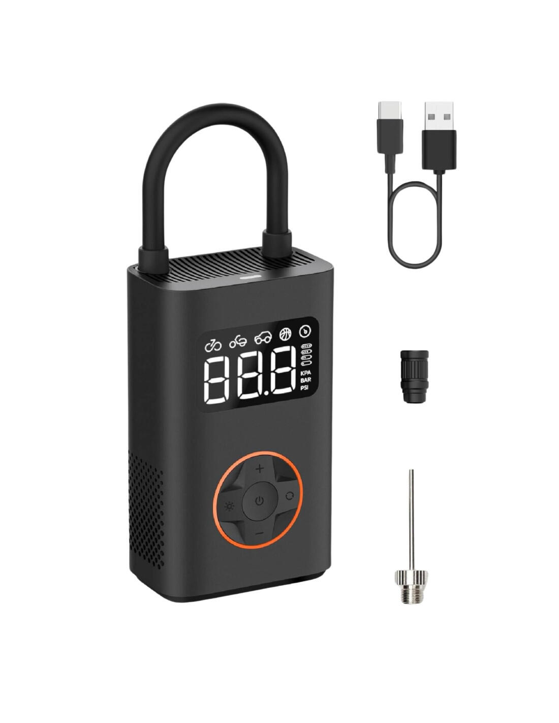 Draagbare elektrische inflator voor wielen en ballen 1/7