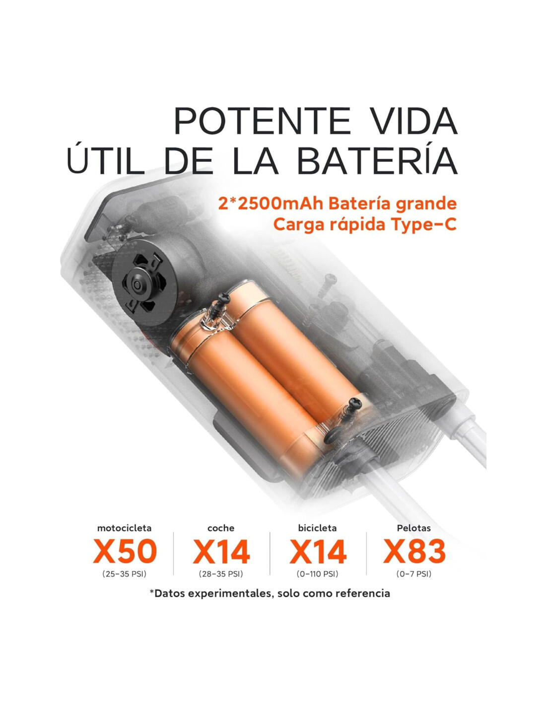 Draagbare elektrische inflator voor wielen en ballen 5/7