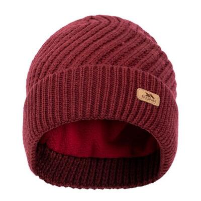 Dames gedraaide gebreide beanie (donkere kers)