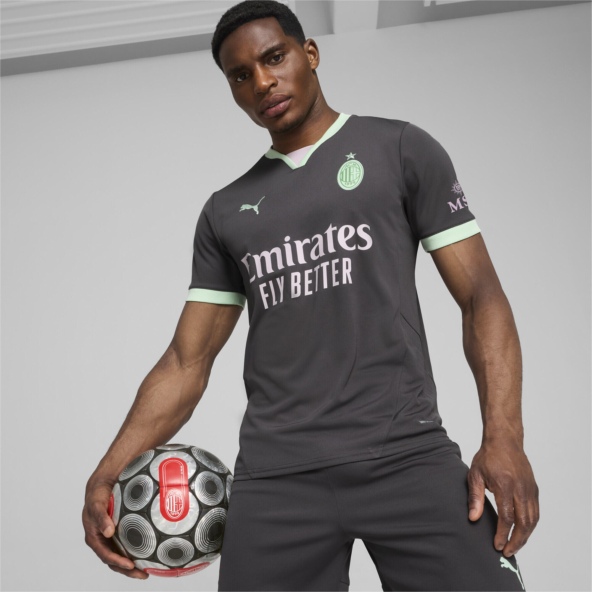 AC Milan 24/25 Terceira Camisola Homem PUMA Shadow Gray Fresh Mint Green 2/7