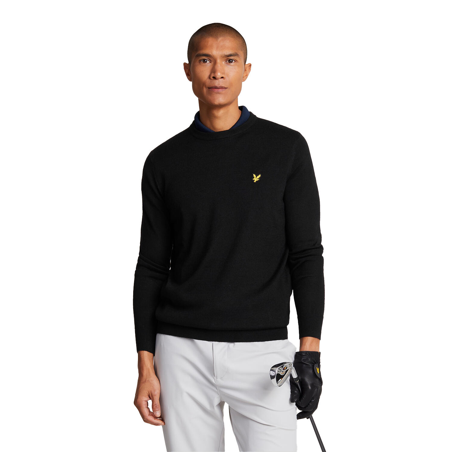 Mens Crew Neck Golf Jumper (Jet Black) 3/4