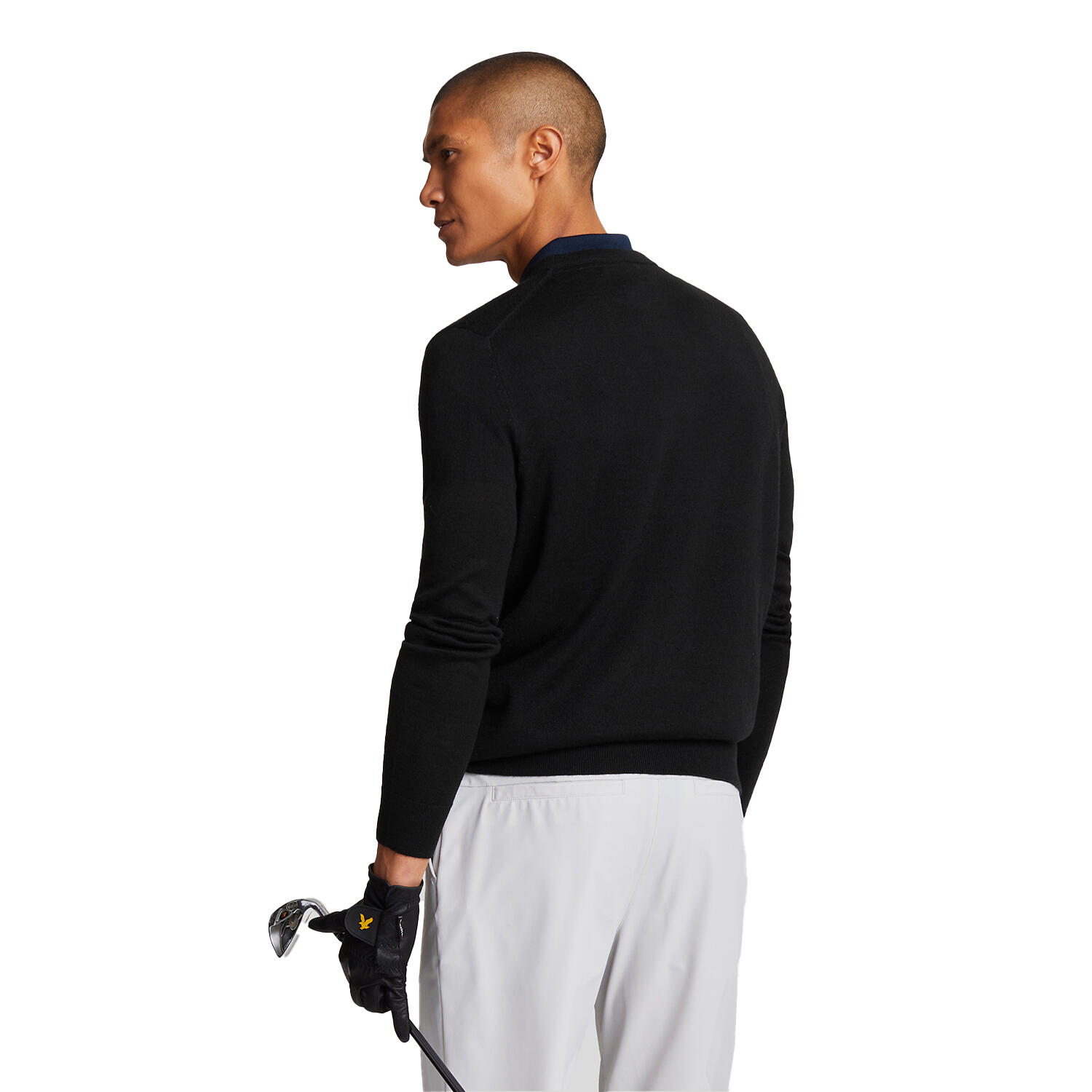 Mens Crew Neck Golf Jumper (Jet Black) 2/4