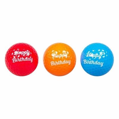 Confezione da 3 palline da golf in fantasia con stampa di buon compleanno Legend