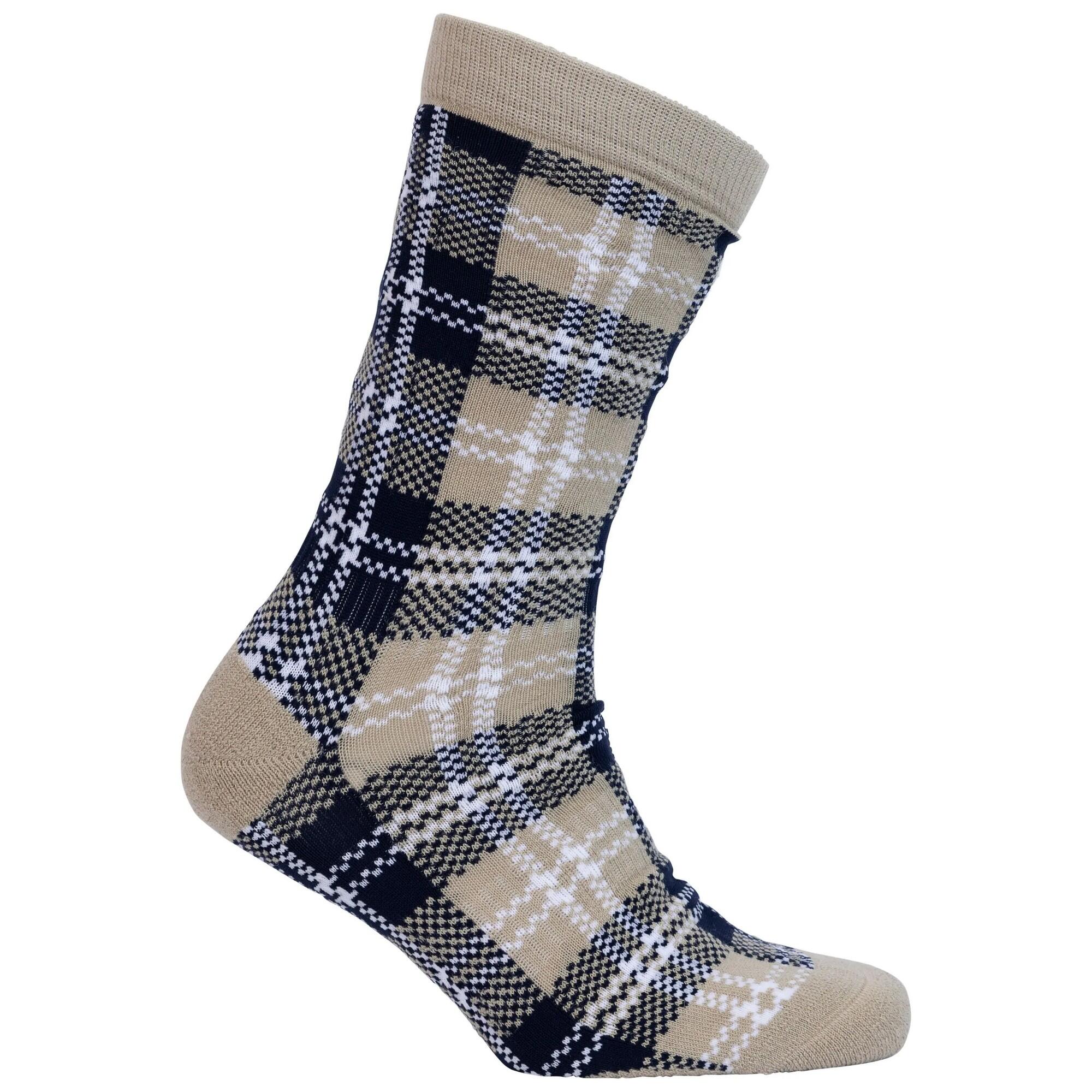 TRESPASS Unisex Adult Fergus Checked Socks (Soft Stone)