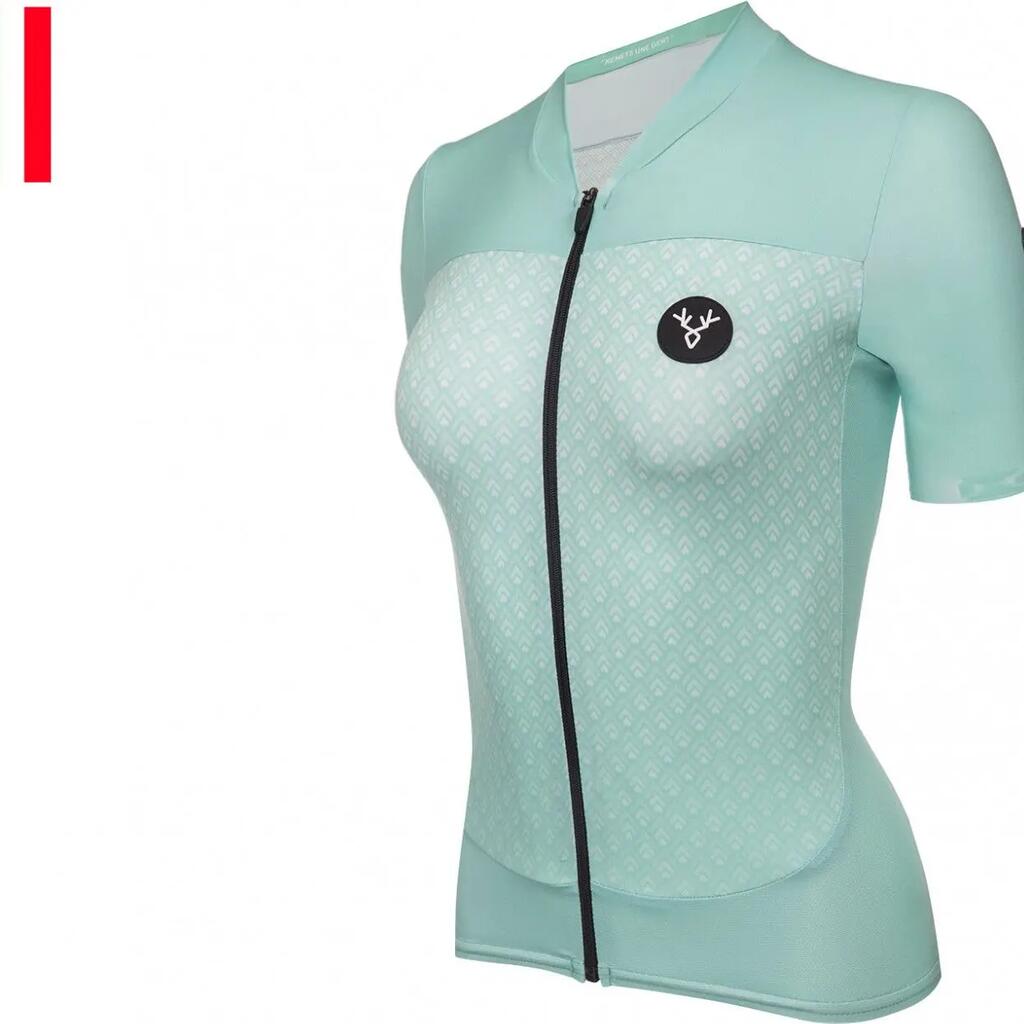 LeBram Womens Portillon Celeste / Green Tailored Fit Short Sleeve Jersey
