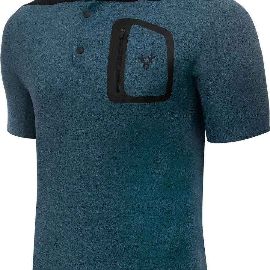 LeBram Parpaillon Gravel Short Sleeve Jersey Gray Petrol Blue Straight Cut