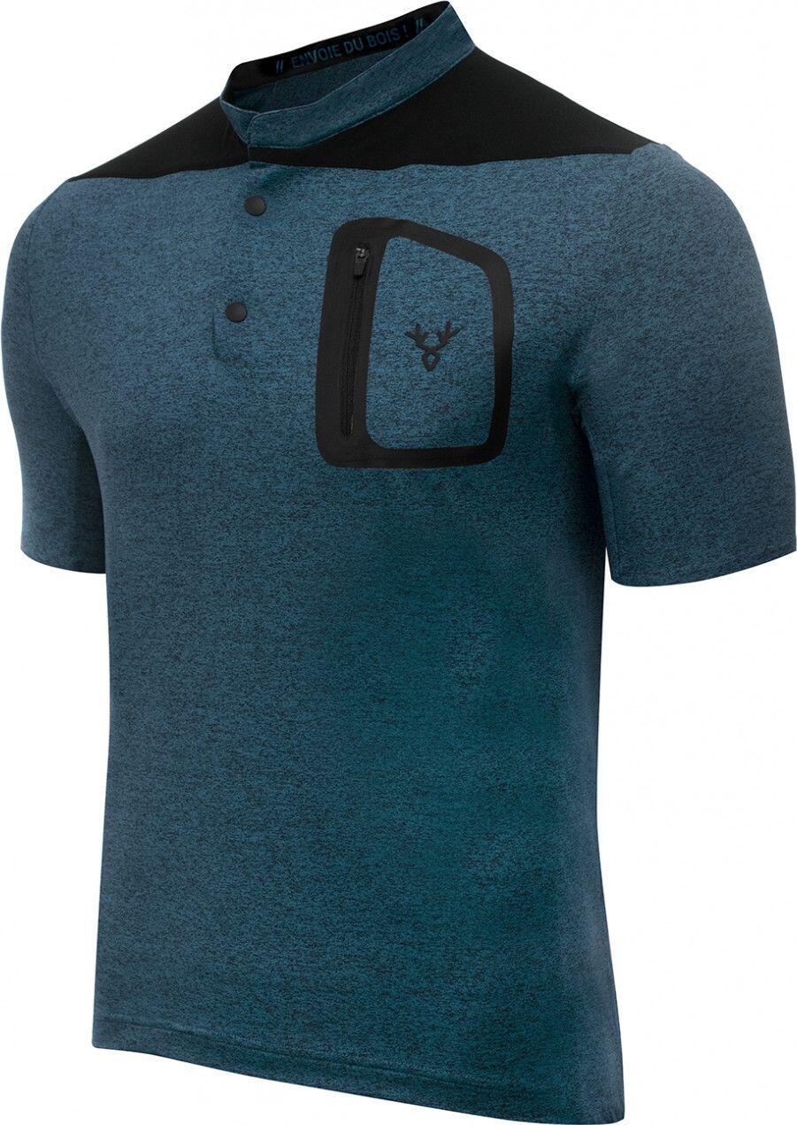 Maillot Manches Courtes Gravel LeBram Parpaillon Gris Bleu Pétrole Coupe Droite 1/7