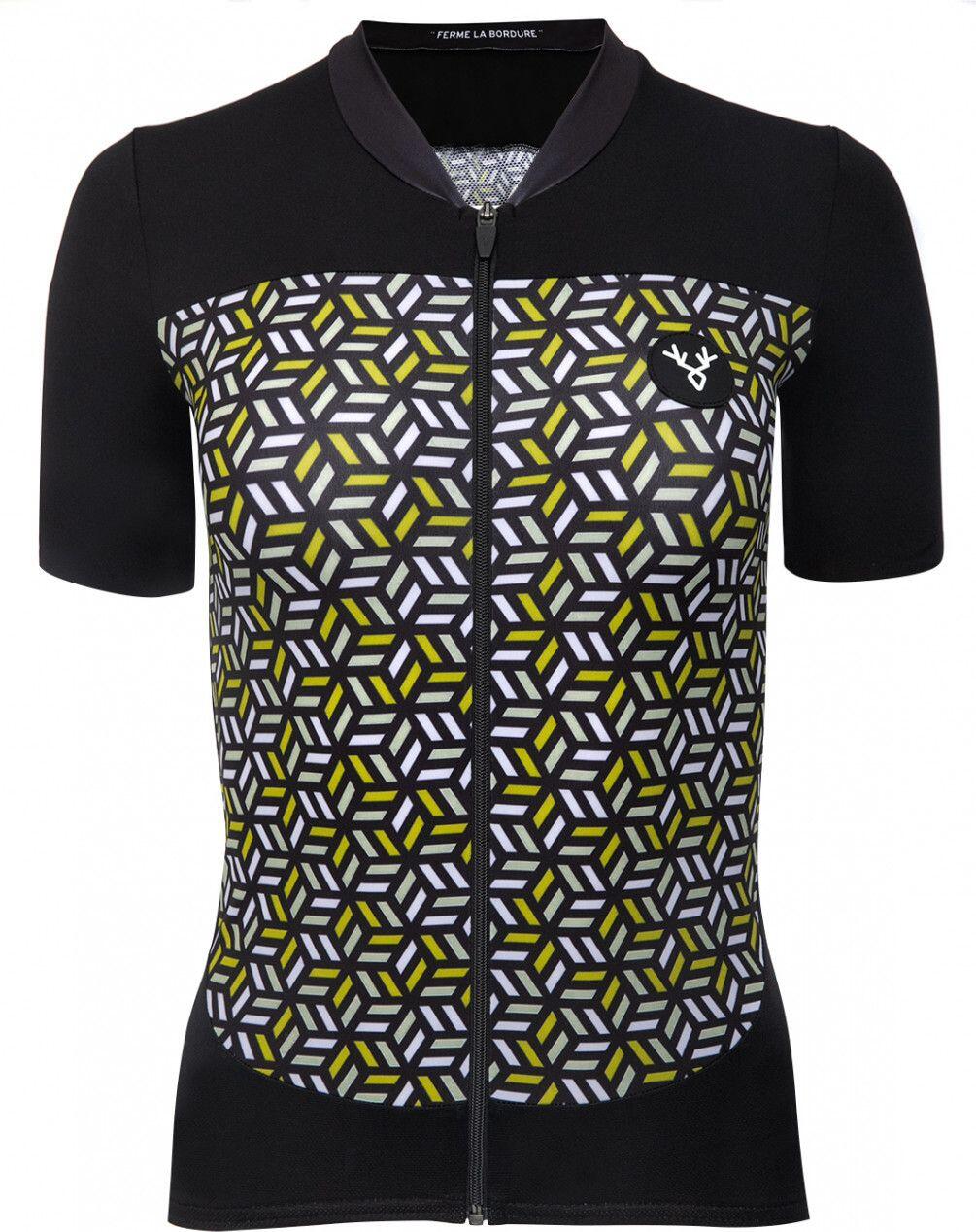 Maillot de manga corta LeBram para mujer Iron Cross negro amarillo Tailored Fit 3/7