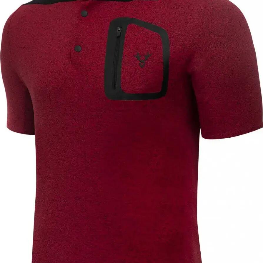 LeBram Parpaillon Gravel Short Sleeve Jersey Gray Burgundy Straight Cut