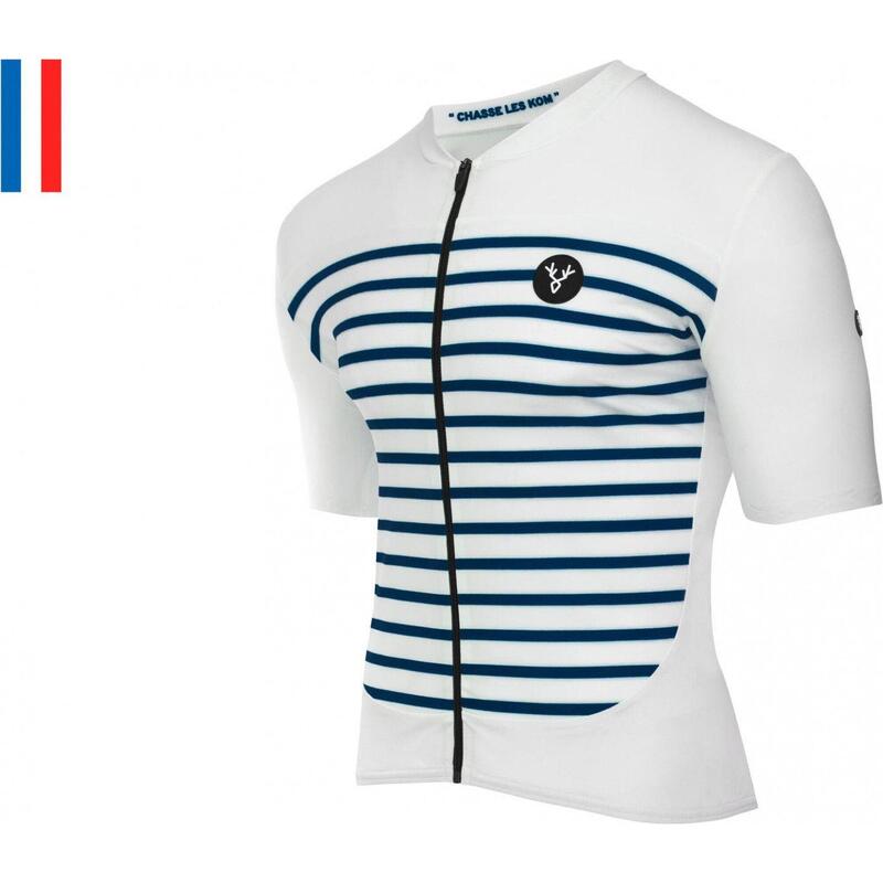 LeBram Ventoux Korte Mouw Jersey Wit Blauw Slim Fit