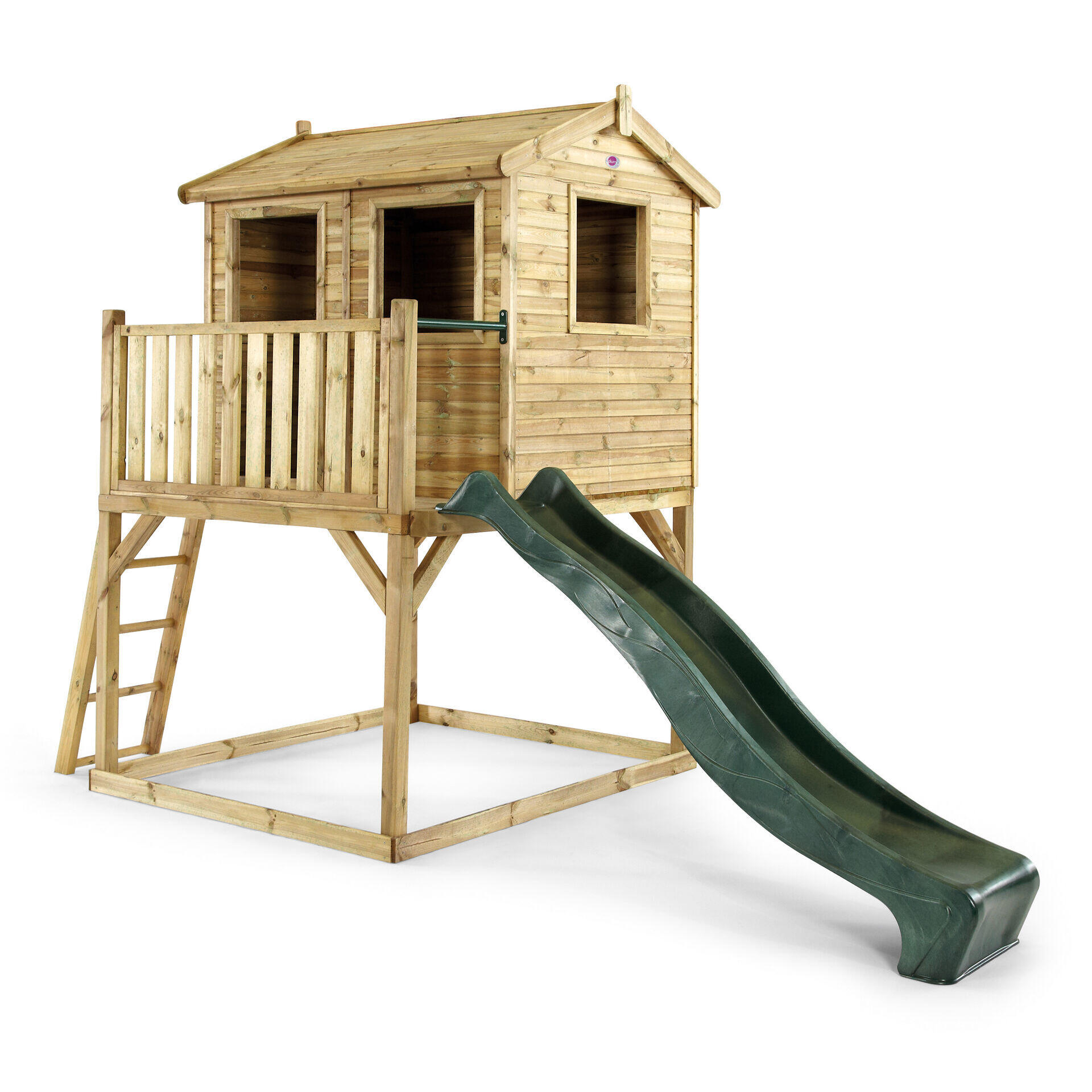 PLUM Plum Holz Premium Abenteuer-Spielhaus auf Stelzen mit Rutsche, Outdoor-Spielhaus